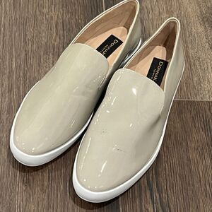 Donna Karan Pia Flat Beige Genuine Patent Leather Loafers Women